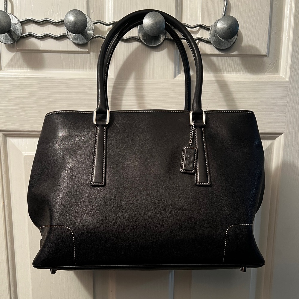 Coach Black Leather Hampton Tote Bag